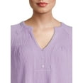 thumbnail image 4 of Time and Tru Women's Waffle Peasant Top, 4 of 5