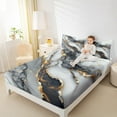 thumbnail image 4 of Manfei Marble Texture Road Bed Sheets,Gray Gold Black King Sheets,Modern Fluid Art Sheet Set For Girl,Microfiber Room Decoration,4-Piece, 4 of 7