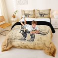 thumbnail image 3 of Homewish Rustic Sketch Dino Full Size Comforter Sets,Jungle Wildlife Bedding Comforter Set,Brown,Black Reversible,3-Piece,1 Comforter and 2 Pillowcases, 3 of 7