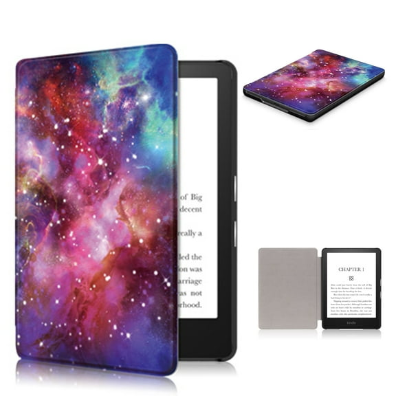 Allytech New Case for Kindle Paperwhite 11th Gen 6.8" 2021,Premium PU Leather Shell with Auto Sleep Wake PC Hard Cover for Paperwhite 2021(11th Gen) Signature Edition/Kids E-Reader, Galaxy