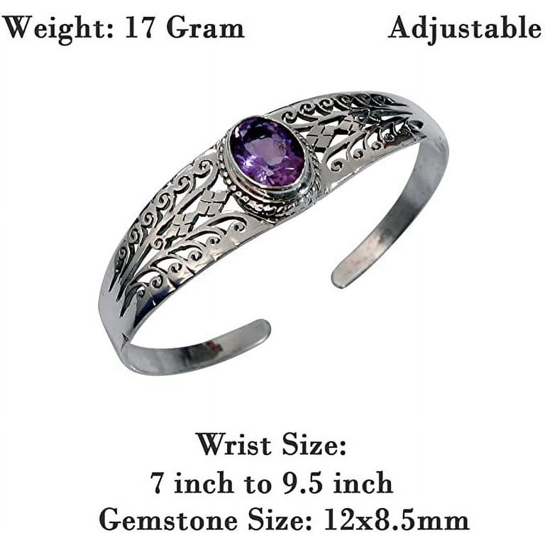 Stunning 925 Sterling 2024 Silver Amethyst Cuff Bracelet