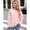 thumbnail image 4 of Heart Sweaters for Women Knit Warm Pullover Sweater Cute Heart Printed Valentine's Day Pink Sweater Shermie, 4 of 10