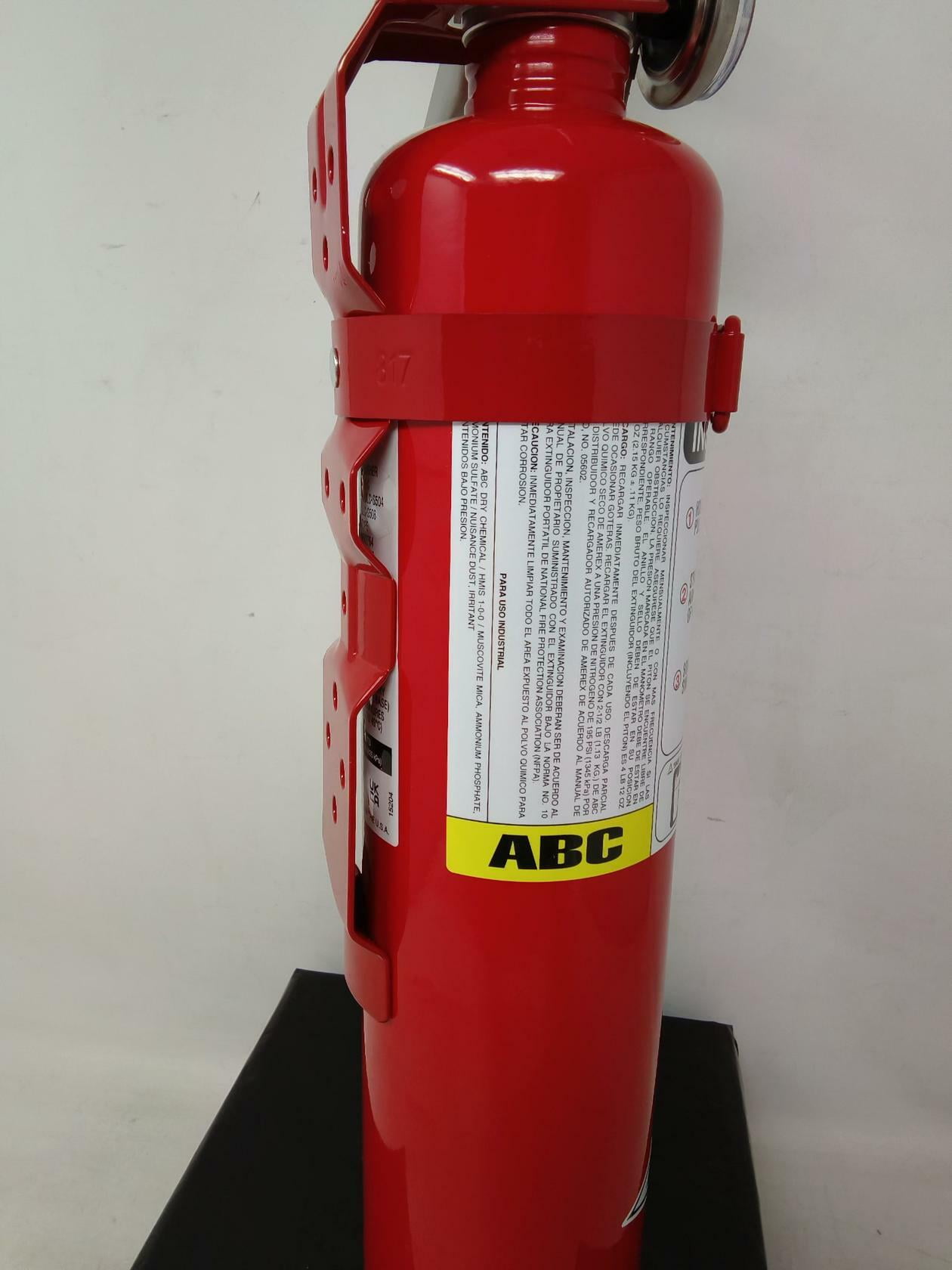 Amerex B417T, 2.5 Pound ABC Dry Chemical Class A B C Multi-Purpose 2.5 Pound Fire Extinguisher with Wall Bracket