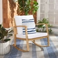 thumbnail image 2 of Safavieh Daire Pat Collection Adult Contemporary Solid Print Wicker And Steel Outdoor Patio Nursing Weather-Resistant Rocking Chairs with Removable Cushions, Natural/White (Set of 1), 2 of 11