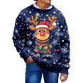 thumbnail image 2 of Christmas Sweatshirt for Men Women Long Sleeve Loose Casual Crewneck Ribbed Texture Snowflake and Reindeer Print Pullover, 2 of 6