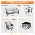 thumbnail image 3 of ODELIO 5‑Piece All‑Weather Wicker Patio Furniture Set, Outdoor Conversation Set with High‑Back 360° Swivel Rocking Chairs & Auto‑Solar Light Coffee Table, Grey, 3 of 7