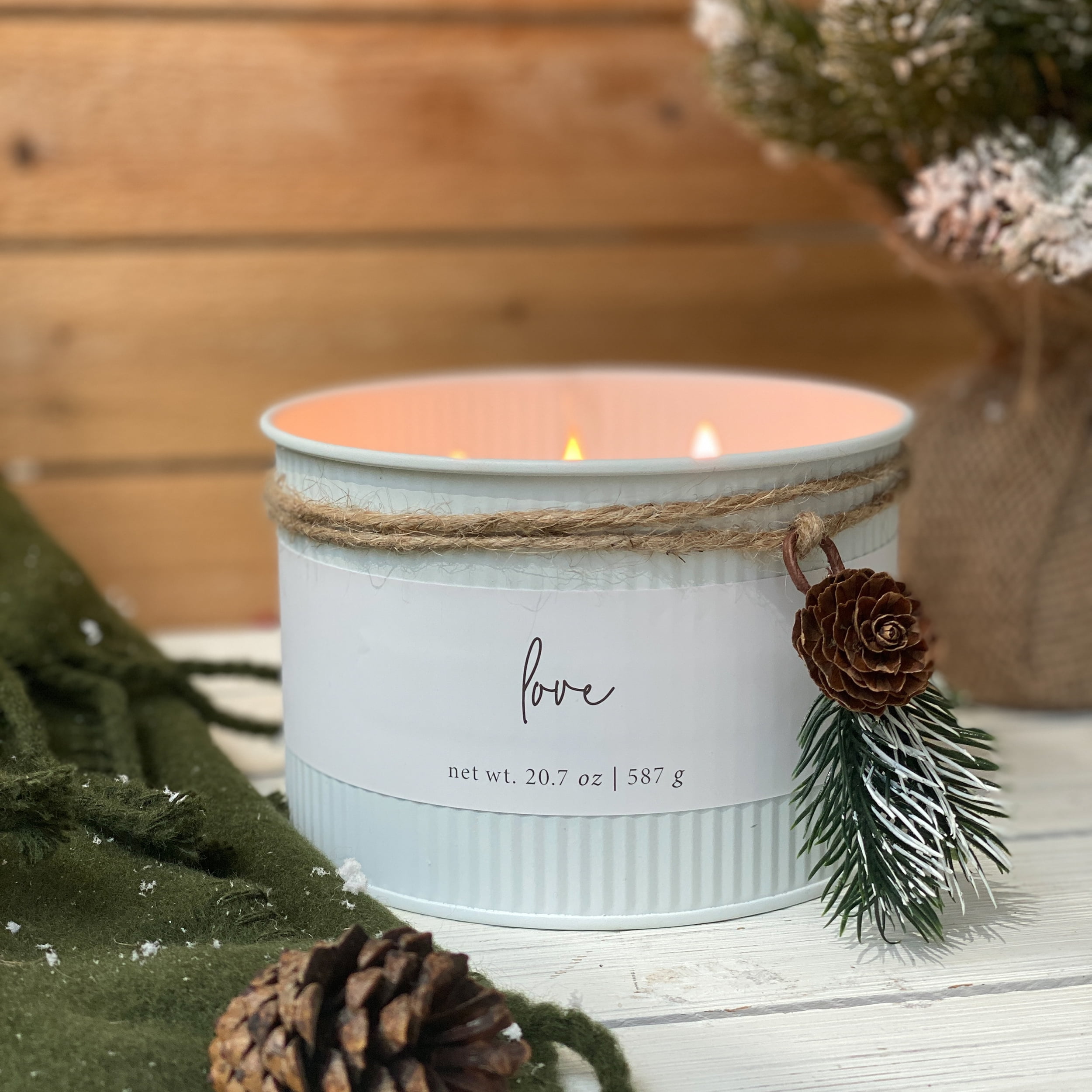 VAVERA Fraser Fir Candle Natural Wooden Wick (11oz Matte White Jar). Vegan  Soy Candle. Pine Candles for Home Scented. Non Toxic Candles for Women or
