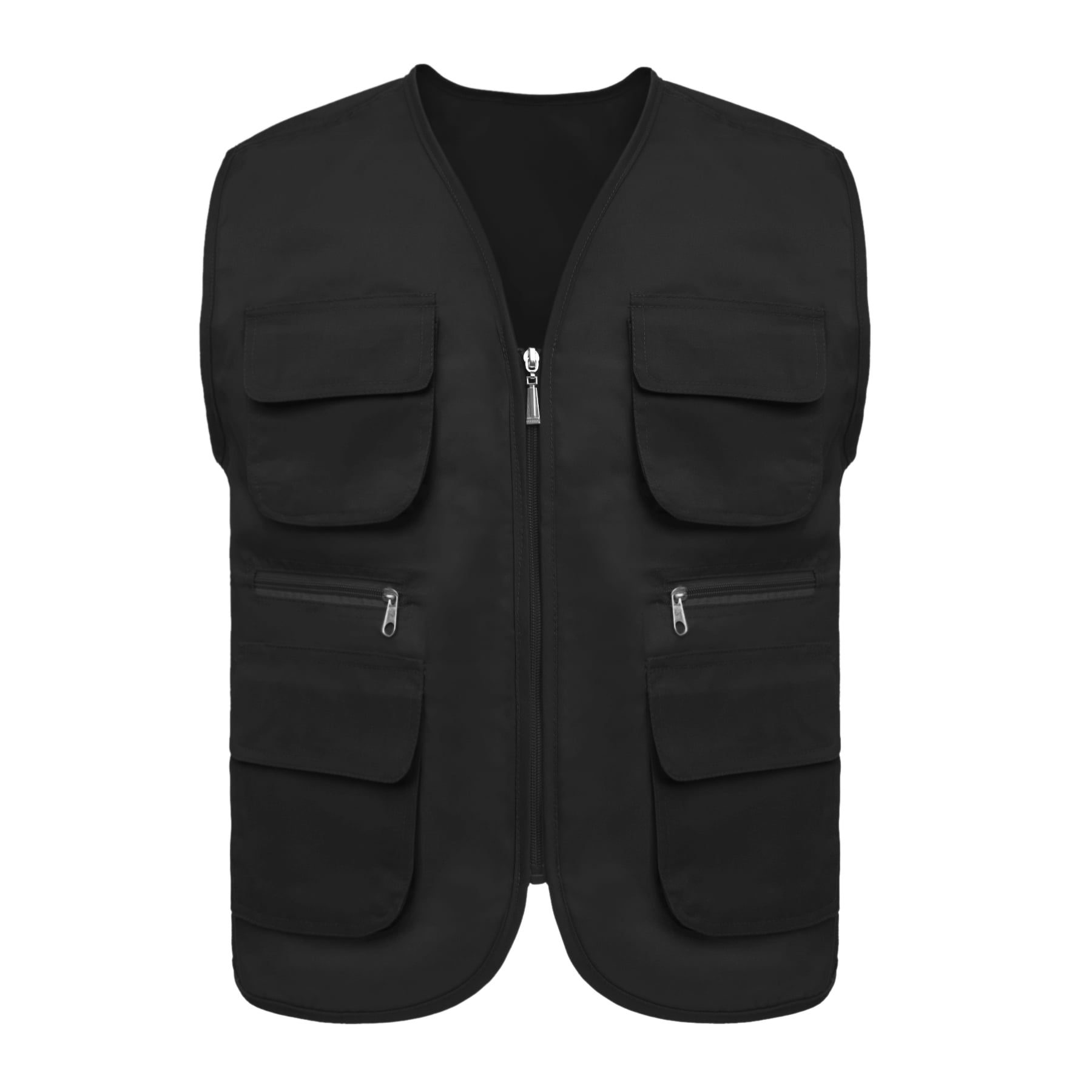 TOPTIE 5 Packs Supermarket Work Vest Volunteer Activity Event Waistcoat with Pockets-Black-XL
