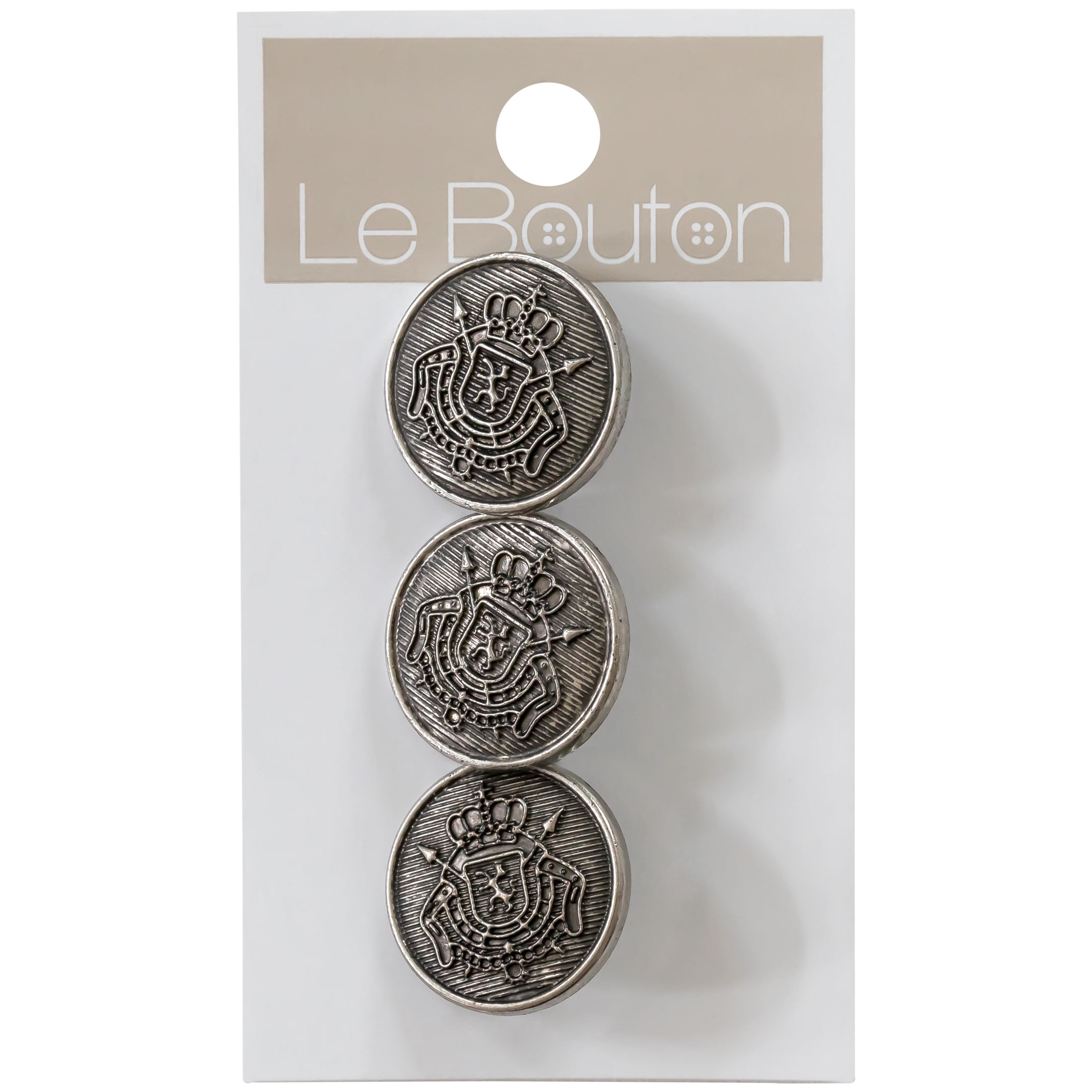 Le Bouton Antique Silver 3/4" Metal Shank Button, 3 Pieces