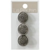 Le Bouton Antique Silver 3/4" Metal Shank Button, 3 Pieces