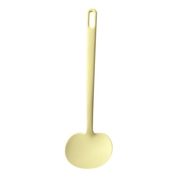 Ciozy Silicone Flat Cooking Spoon with Extra-Long Heat-Resistant Handle – Non-Stick, Dishwasher Safe, One-Piece Spatula Turner for Stir-Frying, Soup Making and Baking(1, Beige, L)