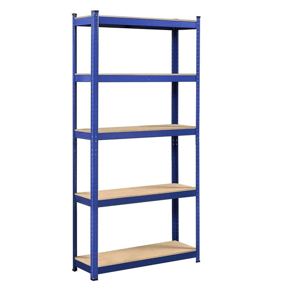 5-Tier Utility Shelves, Metal Storage Shelves, Metal Adjustable Garage Shelves, Storage Racks, Heavy Duty Shed Shelving Unit- Blue, 35.5 x 12 x 71 Inch
