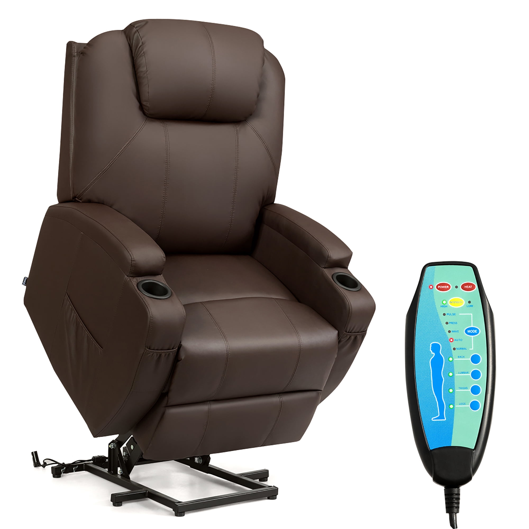 Manual Recliner Electric Massage Chair Sofa with Roller for Home Office Living Room Faux Leather Black 6761