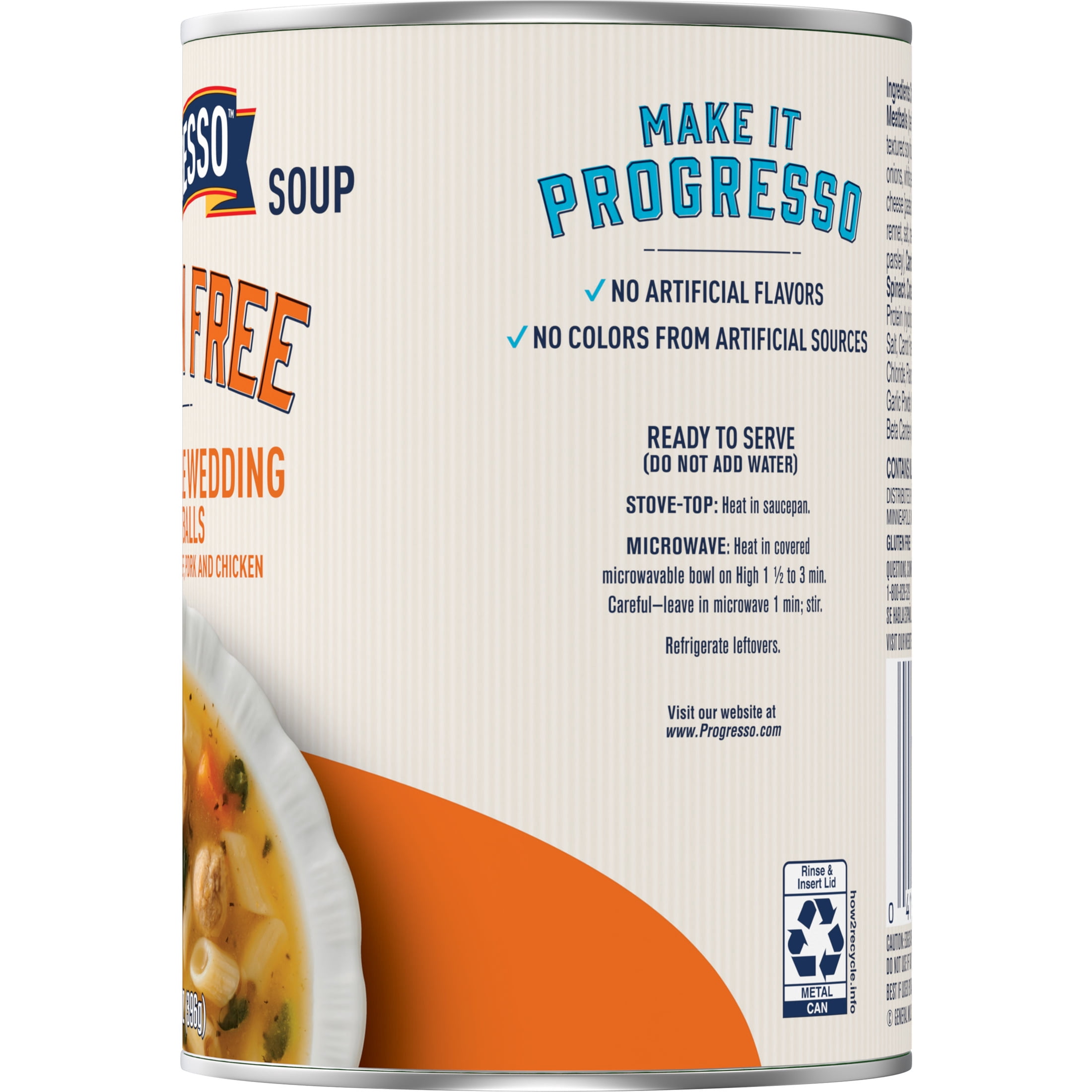 (2 pack) Progresso Gluten Free Italian-Style Wedding With Meatballs Canned Soup, 14 oz.