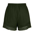 thumbnail image 7 of Women's High Waisted Lace Trim Shorts, Elastic Lightweight Summer Shorts with Fringe Hem and Pockets, Stylish Casual Flowy Shorts for Beach Vacation Daily Wear Army Green XL, 7 of 7