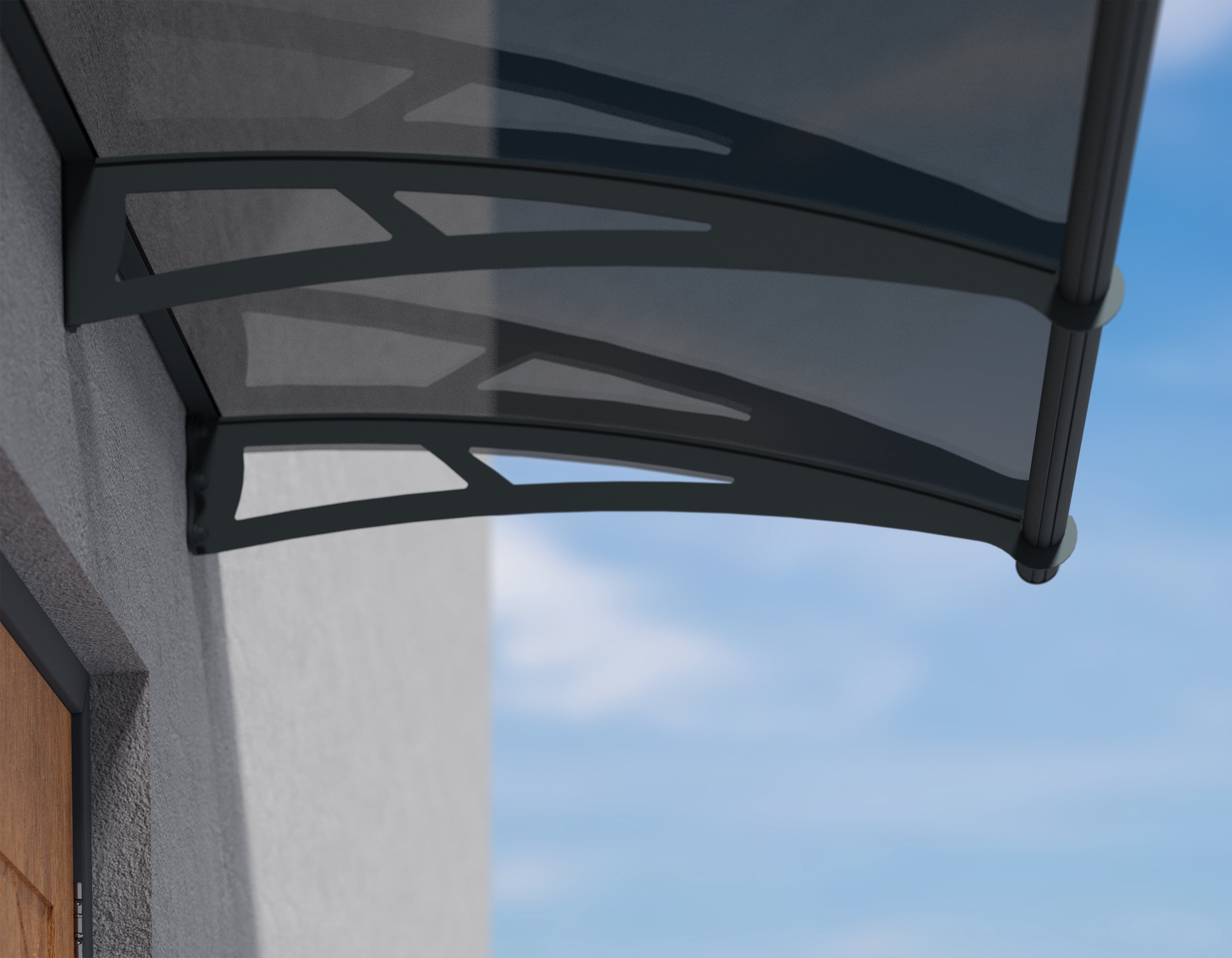 Palram - Canopia Aquila 2050 7' x 3' Acrylic/Galvanized Steel Awning - Gray/Solar Gray