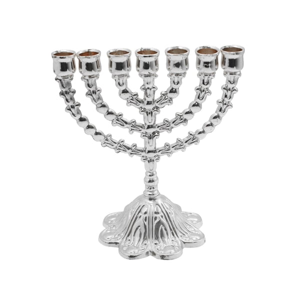 Portavelas Judío Hanukkah Menorah Home Ramas Candelero Altura 17cm Plateado
