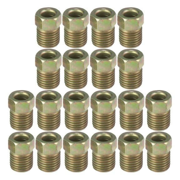 Unique Bargains 20pcs 3/8 Inch-24 Threads Car Brake Line Nut Fittings for 3/16" Steel Brake Line Tubing for Car