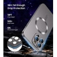 thumbnail image 4 of Magnetic for iPhone 15 Pro Max Case [Compatible with MagSafe][Built-in Camera Lens Protector] Slim Soft Silicone Bumper Shockproof Metallic Phone Case (Titanium Gray), 4 of 13