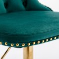 thumbnail image 6 of Swivel Barstools Set of 2, Velvet Upholstered Bar Stools with Nailheads Decor, Comfortable Tufted  and Gold Base, 25-33" Height Adjustable Counter Height Bar Chairs for Kitchen Island, Green, 6 of 9