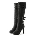 thumbnail image 3 of Ketyyh-chn99 Women's Knee High Boots Knee High Lined Winter Snow Lace up Zip Combat Boots Black,37, 3 of 5