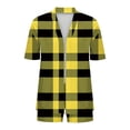 thumbnail image 5 of Htigea 2 Piece Set Women's Open Front Plaid Shirts and Drawstring Elastic Waist Shorts Matching Outfits Soft Comfy Casual Clothes Yellow XXL, 5 of 6