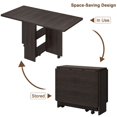 thumbnail image 4 of Emorefun Folding Dining Table with Wheels & 2-Layer Storage Shelf Space-Saving Extendable, 4 of 8
