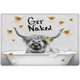 thumbnail image 1 of Highland Cow Bathroom Rugs Funny Western Animal Cow Get Naked Print Bath Mat for Bathroom Decor, Rustic Yellow Floral Plant Sunflower Non-Slip Area Rug Bathroom Accessories 31.5"x20", 1 of 6