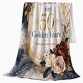thumbnail image 2 of Blessed 50Th Golden Years Wedding, Cozy Botanical Garden Scene, Warm Flannel Blanket for Sunroom and Reading Nook, Garden Lovers Encouragement Gift, Artistic Home Decor, 2 of 9