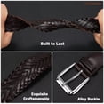 thumbnail image 6 of JASGOOD Men's Braided Leather Belt Casual Woven Belt for Daily Work Jeans Pants 1.4" Width, 6 of 9