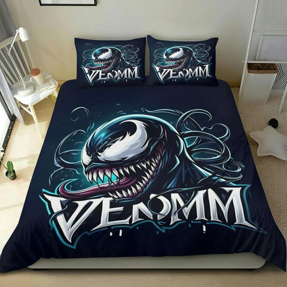 Venom Themed Bed Sheet Set Three Piece Set 53x79 Inches Comfortable And Skin Friendly Unique Design Creating A Star Studded Night