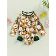 thumbnail image 2 of Bagilaanoe Toddler Baby Girl One-Piece Swimsuit Flower Print Long Sleeve Rashguard Swimwear 9M 12M 18M 24M 3T 4T Kids Ruffle Bathing Suit Beachwear, 2 of 8