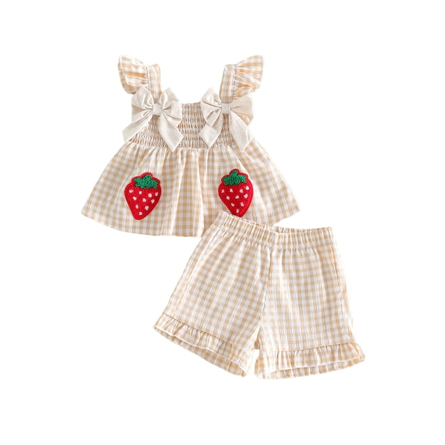 Toddler Baby Girl Summer Clothes Watermelon Print Tank Tops Ruffle Cuffs Shorts 2Pcs Sweet Outfit