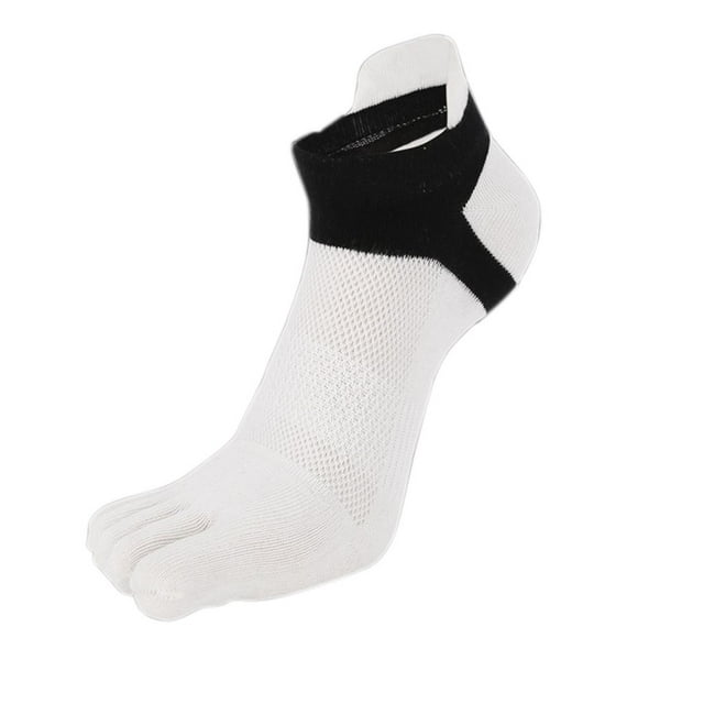 Langgg Men's Non Slip Breathable Footcare Short Cotton Mesh Five Toe Socks