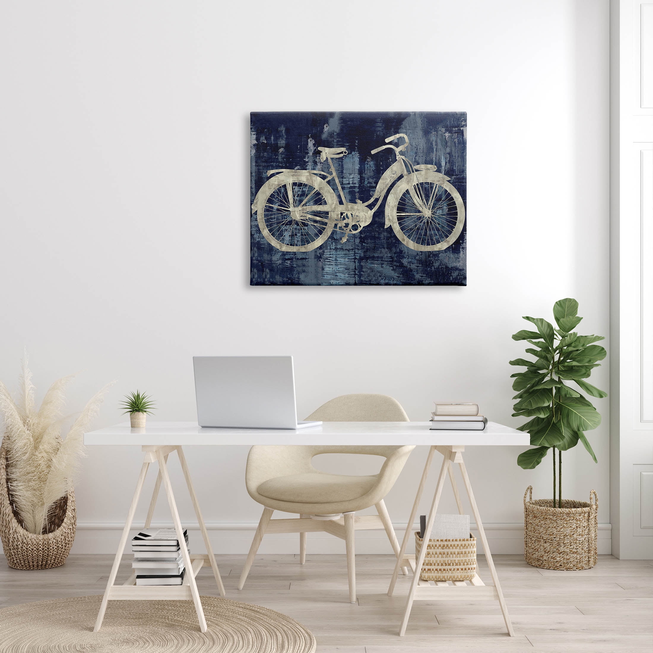 Rustic Bicycle Brushed Silhouette Transportation Graphic Art Gallery Wrapped Canvas Print Wall Art