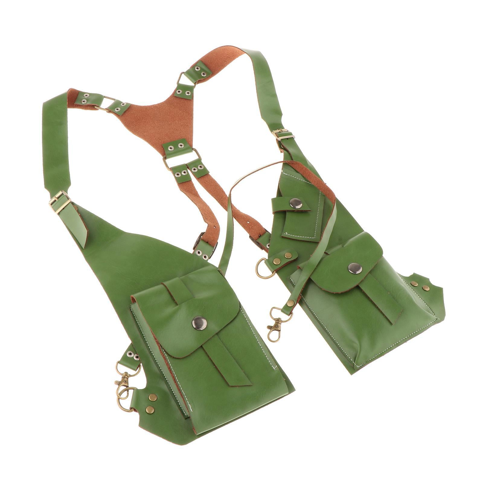 Abbraccia Steampunk Shoulder Harness Pouch Wear Resistant Wallet Bag for Motorcycling Street Green
