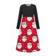thumbnail image 1 of Vestido de manga larga con cuello redondo para niña, estampado navideño, manga larga, cuello redondo, bolsillos, falda larga informal para adultos, vestido de poliéster para niña., 1 of 5