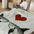 thumbnail image 2 of FCXZI Sharks Heart Cross Stitch Lightweight Flannel Blanket, Multi-Purpose 40*50in, 2 of 7