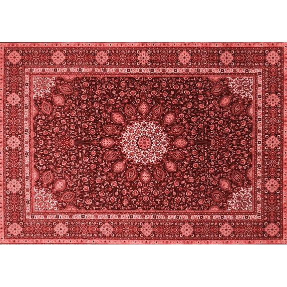 Ahgly Company Indoor Rectangle Medallion Red Traditional Area Rugs, 4' x 6'
