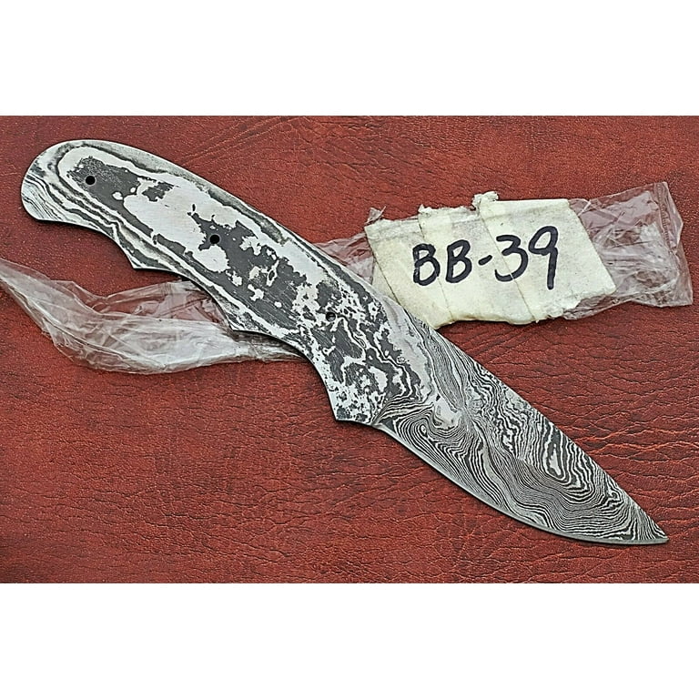 Yazoo Knives Handmade Damascus Buck Hunting Knife with Leather