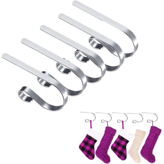 Soporte de calcetín de Navidad para manto Juego de 5 soportes de calcetín de Navidad para ganchos de manto de chimenea Decoraciones de fiesta de año nuevo de Navidad Xemadio WMZY-820