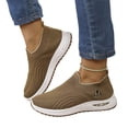 thumbnail image 2 of Domuza Women’s Slip On Knit Walking Sneakers, Breathable No-Lace Platform Orthopedic Casual Athletic Shoes Brown 7.5（EU-39）, 2 of 6