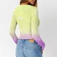 thumbnail image 5 of T-Shirts for Women, Women's Casual Fashion Regular Fit Printed Square-Collar Long-Sleeve Ribbed Base T-Shirt/Top, Womens Casual Tops, 5 of 6