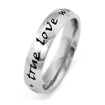 ELYA Jewelry Women's 'True Love Waits' Script Stainless Steel Ring