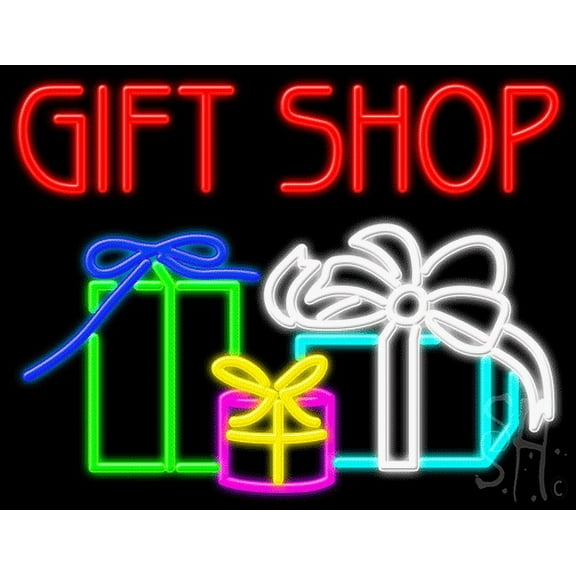Gift Shop LED Neon Sign 15 x 19 - inches, Black Square Cut Acrylic Backing, with Dimmer - Bright and Premium built indoor LED Neon Sign for Defence Force.