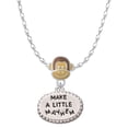 thumbnail image 1 of Delight Jewelry Silvertone Make a Little Mayhem Oval Mia Monkey Charm Necklace, 1 of 4