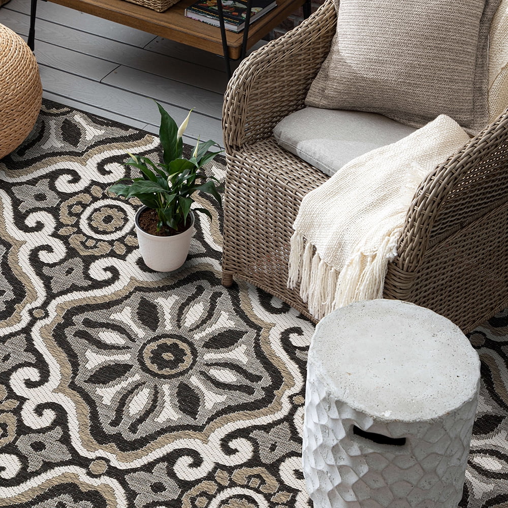 Mohawk Home Positano Outdoor Area Rug, Dark Grey, 10' x 13'