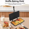 thumbnail image 3 of Cast Iron Waffle Maker, Non-stick Aluminum Cookware Two Piece Hinged Non Electric Baking Pan for Stovetop or Grill Square Design, 8.5 x 13.2inch -, 3 of 4