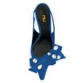 thumbnail image 3 of FSJ Women Fashion Bowknot Studded Crystals Pointy Closed Toe Slingback Pumps Chain High Heels Slip On Sandals Wedding Party Shoes Size 7.5 Navy, 3 of 3