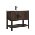 thumbnail image 6 of ELECWISH 36" Bathroom Vanity with Sink Combo, Rustic Farmhouse Vanity Cabinet with Ceramic Under Mount Sink, Faucet and Pop Up Drain Set, Two Sliding Drawers and Open Shelf, Rustic Brown​​, 6 of 11
